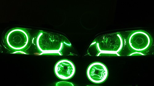 VE Commodore Headlights Fog lights S2 SSV w/ Multicolored LED Angel Halo Rings - Picture 2 of 4