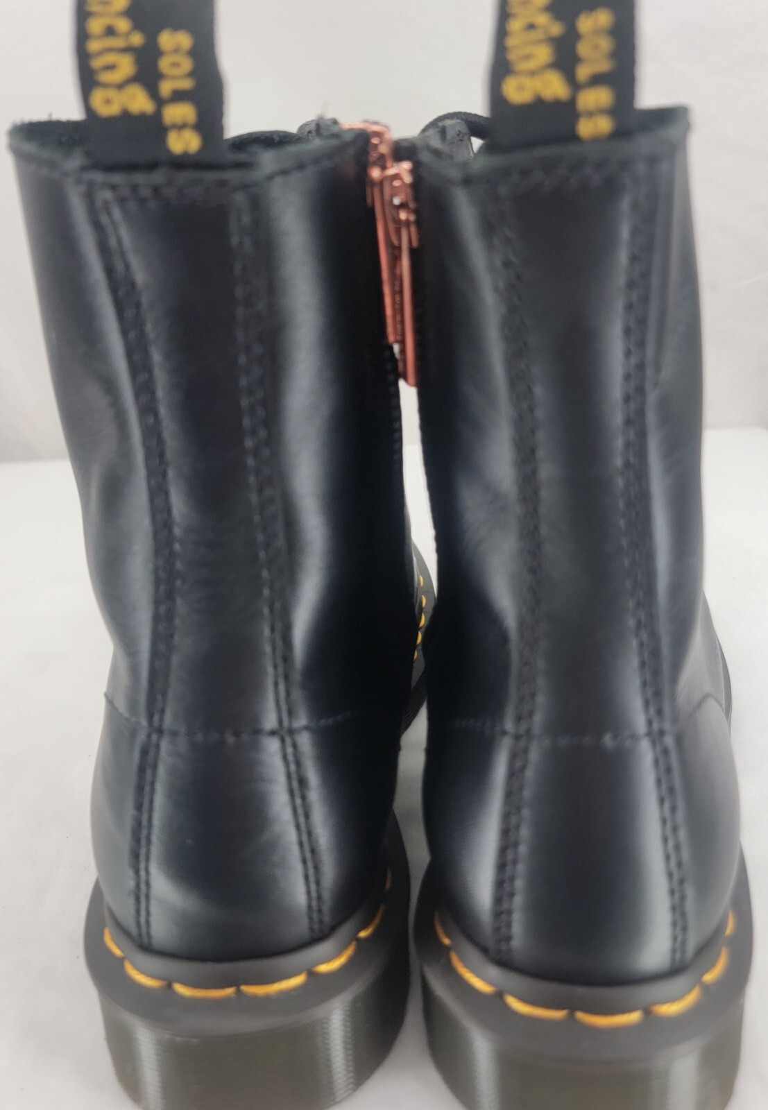 NEW Dr. Doc Martens 26874001 Black Rose Gold Leather Combat Boots Women's US 6 thumbnail 5