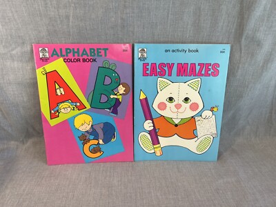 Lot of 2 Merrigold Press Vintage Coloring Book ABC  Activity Easy Maze