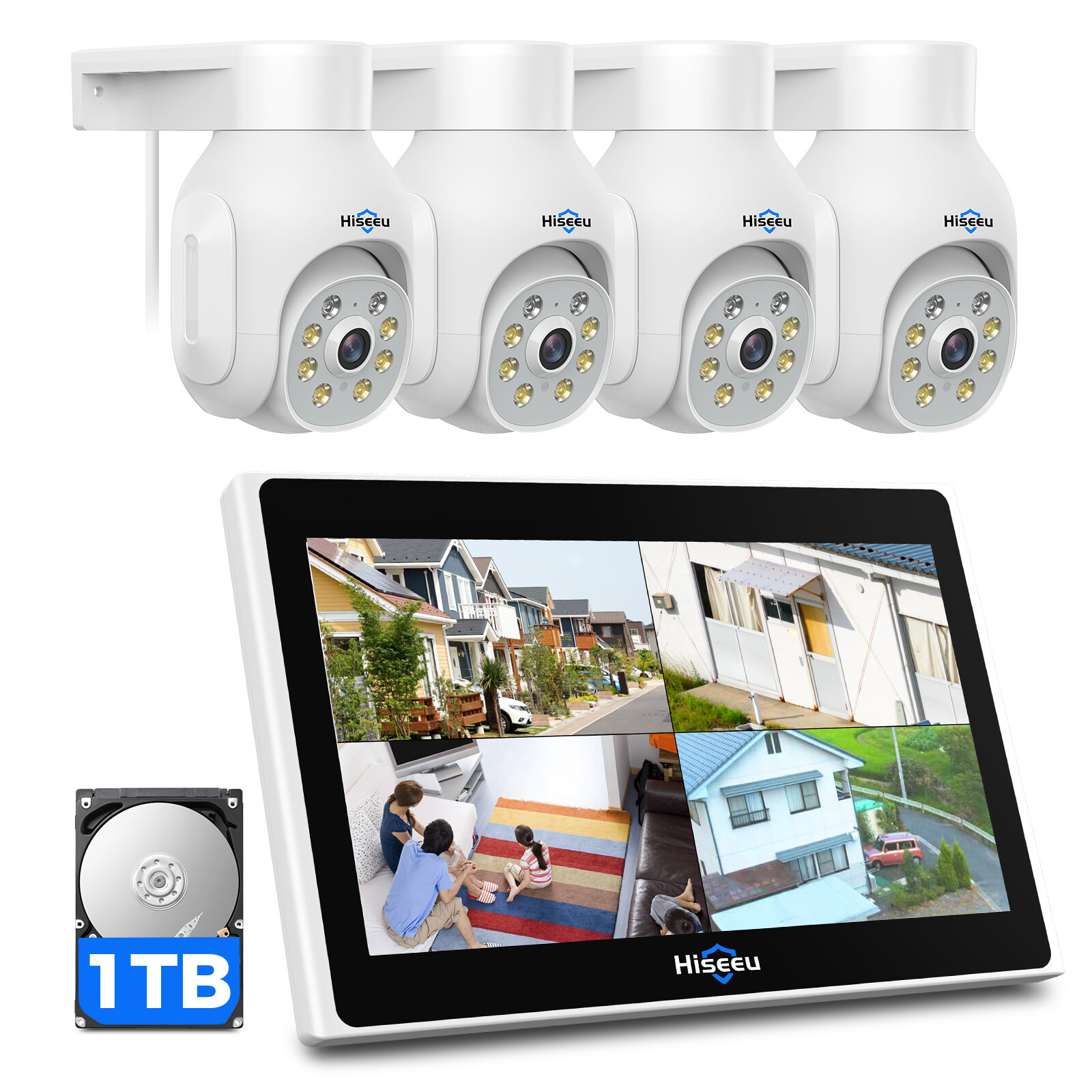 Hiseeu 5MP 10CH PTZ Dome WIFI NVR Wireless Security Camera System