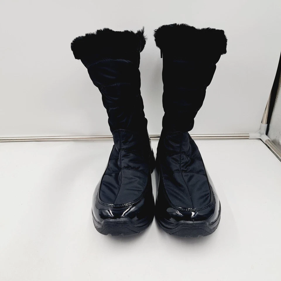 Botas de invierno Easy Dry negras acolchadas charol forradas de lana con cremallera interior 9,5  Foto 3 de 4