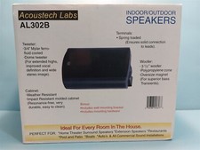 ACOUSTECH LABS INDOOR OUTDOOR AL302B SPEAKERS W/ WALL MOUNTING BRACKETS - BLACK