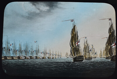 ROYAL NAVY SEA BATTLES 1798 BATTLE OF THE NILE NO1 Magic Lantern Slide C1890