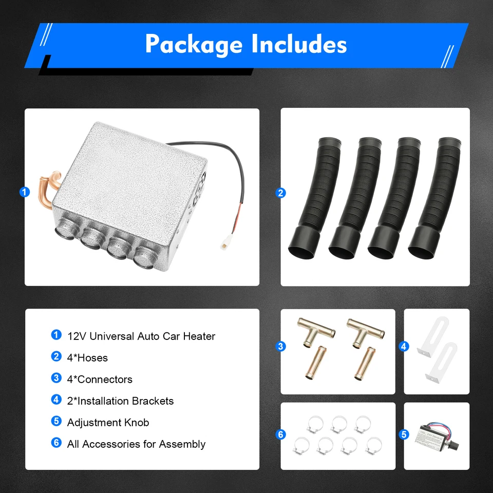Universal Under Dash Heater Defroster+Speed Switch Car Truck 4 Ports 12V Grey - Image 3 of 4