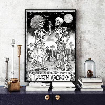 Death Disco Skelett Poster, schwarz-weiß, Death Disco Skelett Druck (74)