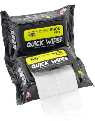 (2 Packs 60 Pcs) Shoe Sneaker Wipes Cleaner Quick Disposable Travel Portable