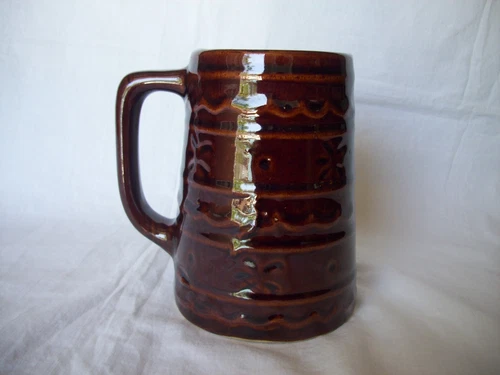 Vintage Marcrest Daisy Dot Dark Brown Stoneware Tankard Mug Stein