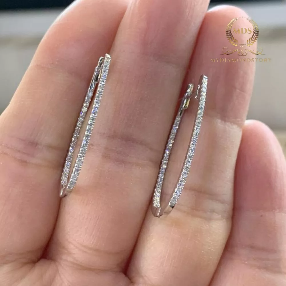 Moissanite inside out hoop earrings deals