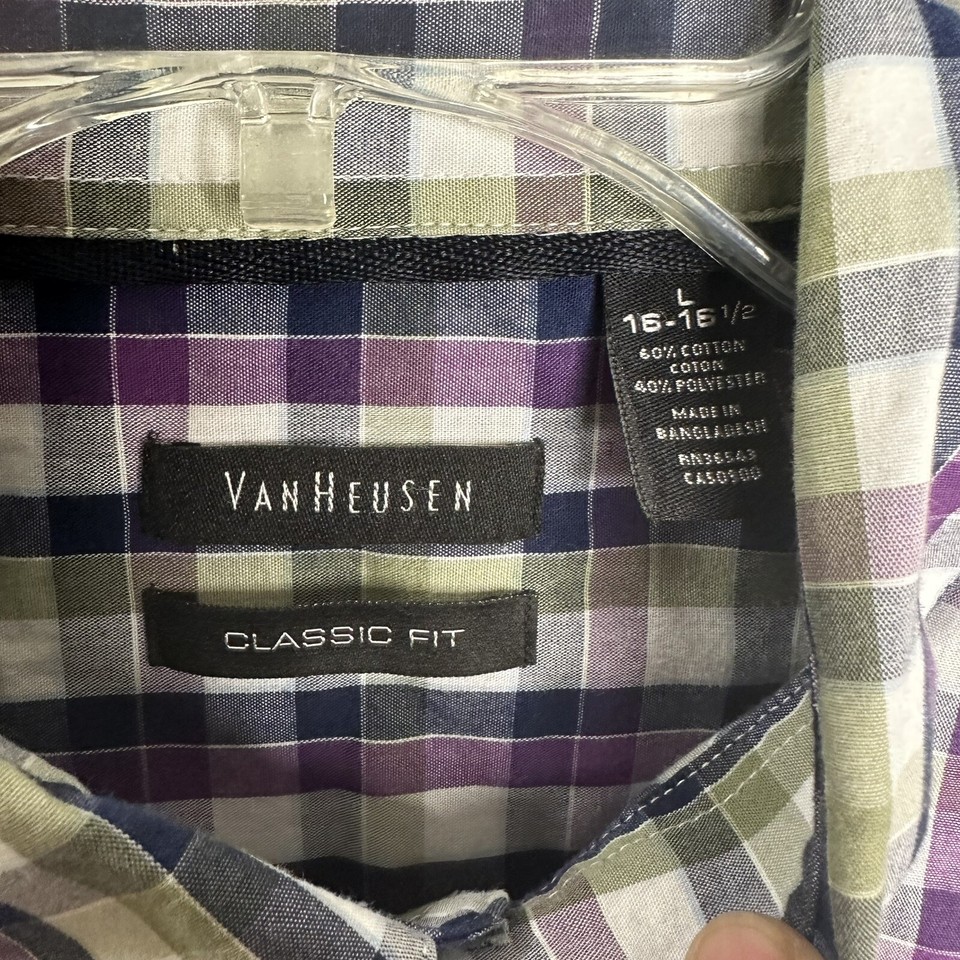 Van Heusen Men's Flex Classic Fit Plaid Short Sleeve Button-Down Shirt - Stretch, Non-Iron - View #5