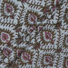 5 Yard Indian Cotton  Hand Block Print Floral Beautiful Craft Sewing Fabric