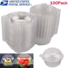 100X Clear Plastic Single Disposable Cupcake Cake Case Muffin Pod Dome Container