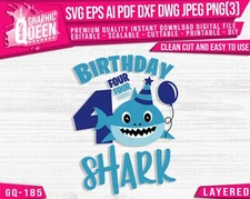 4 Birthday Shark Boy SVG digital file for t-shirt,baby Shark vector file Cricut 