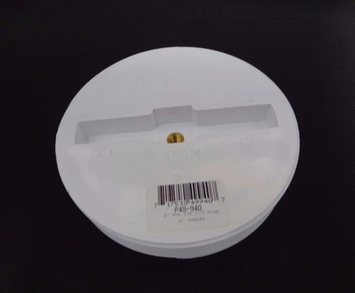 Jones Stephens P49940 White PVC Countersunk Cleanout Plug w/ Insert 4"  Lot of 2 - Picture 1 of 5