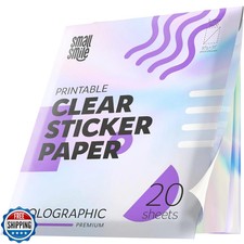 Holographic Clear Sticker Paper 8.5x11 Inkjet/Laser Printable 20 Sheets