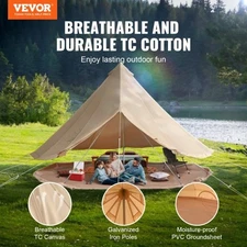VEVOR 8-10 Person Canvas Glamping Bell Tent, Breathable Waterproof Yurt Tent wit