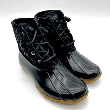 Sperry Women's Saltwater Cheetah Duck Boot Waterproof Shoes Size 7