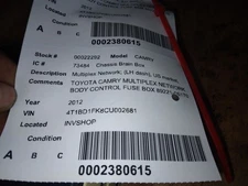 Chassis ECM Multiplex Network Left Hand Dash US Market Xle Fits 12 CAMRY 425022