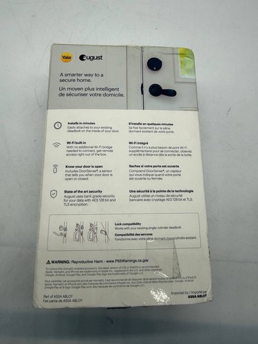 August Wi-Fi Smart Lock (4th Generation) Matte Black AUG-SL05-M01-G01 New - Picture 2 of 3