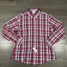 Brooks Brothers Regent Fit Non-Iron Plaid Shirt Mens Large Red Blue White 1818