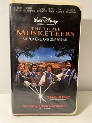 The Three Musketeers Walt Disney VHS 1993 Kiefer Sutherland Charlie Sheen