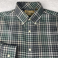 Roundtree Yorke Gold Label Shirt Mens Medium Green/Beige Checks No Iron