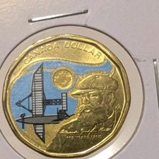 Canada 2022 Alexander Graham Bell coloured $1 dollar loonie coin