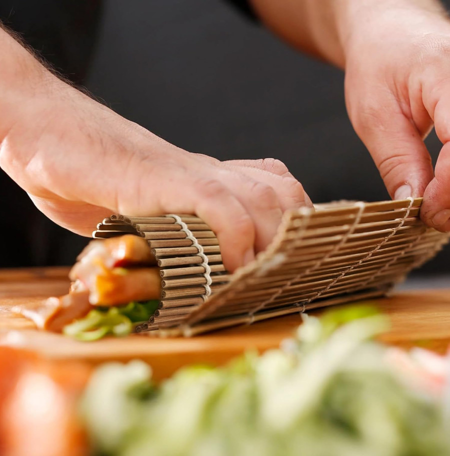 4 Pack Bamboo Sushi Rolling Mat - Reusable Sushi Roller Kit 9.5x9.5 Inch, NEW