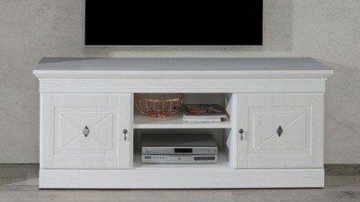 TV-Board Unterschrank Lowboard Encanto 2-türig Pinie weiß 161 cm Landhaus Stil