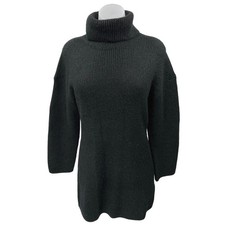 Abercrombie & Fitch Black Rib Knit Turtleneck Long Sleeve Mini Sweater Dress S