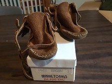 Minnetonka Pa-poo-shu Moccasins Brown Kids Size 3 1980  s