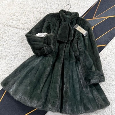 DOMINI Mink Green Fur Coat Outerwear XL Green Women's Ships from Japan