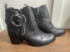 DKNY Telo Ankle Boots Black Leather Womens Size 8.5