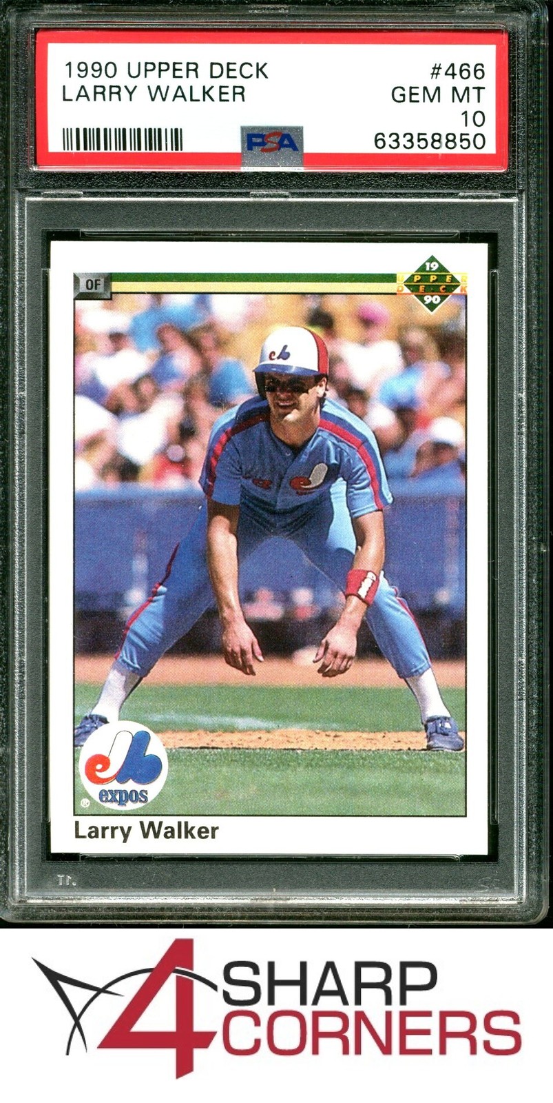 1990 UPPER DECK #466 LARRY WALKER RC EXPOS HOF PSA 10