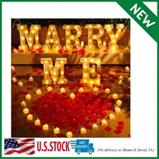 Marry Me Light up Letters Proposal Decorations Will You Marry Me Sign Rose Petal