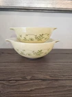 Pyrex Shenandoah Cinderella Nesting Mixing Bowls 443 444 Yellow Green Flower