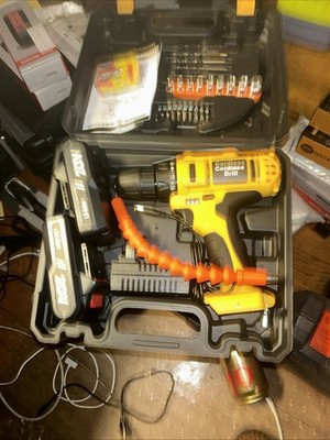 Tegatol 3/8 Cordless Power Drill 20 Volt Lithium-Ion Power Has Charger And Tools