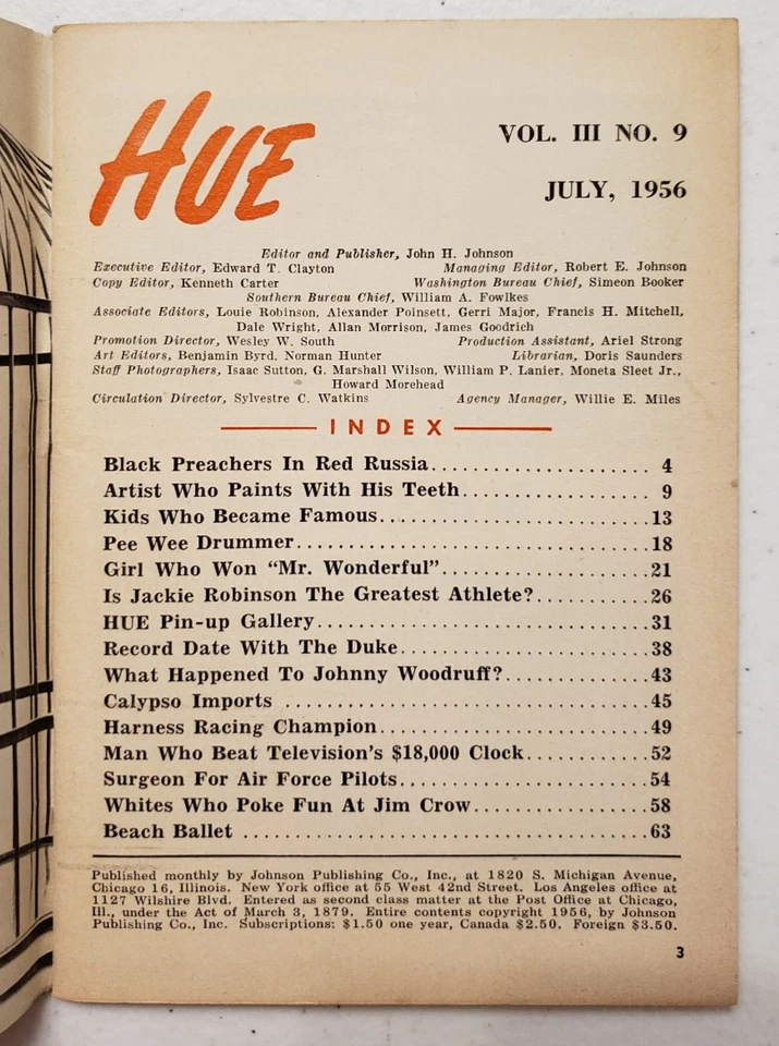 Hue Magazine July 1956 Sammy Davis Jr~Jackie Robinson~Duke Ellington~Jim Crow - Image 4 of 4