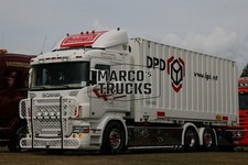 Truck photo Scania R-series container semitrailer Sweden white Rüthners T #j2mr