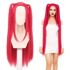 Pink/Red Wig Long Mira Cosplay Halloween Costume Anime Demon Hunter Fantasy kpop
