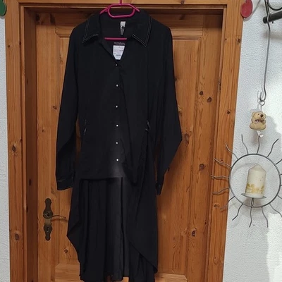 Tredy Damen Hemdblusenkleid schwarz Langarm Kragen Hi-Low Gr. L/XL Gr. 3 - Bild 1 von 2