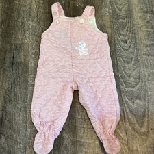 Vintage Tiny Tots Original Baby Girl Overall Footed Romper Size 6-9 Months Duck