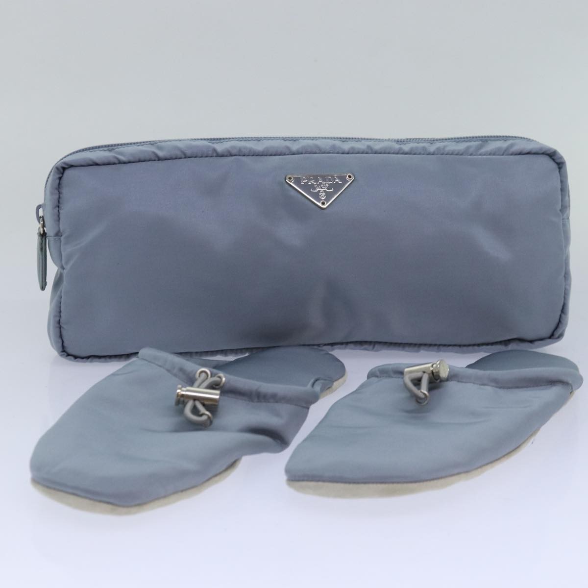 PRADA Room Shoes & Pouch Nylon Light Blue Auth 79894V | eBay
