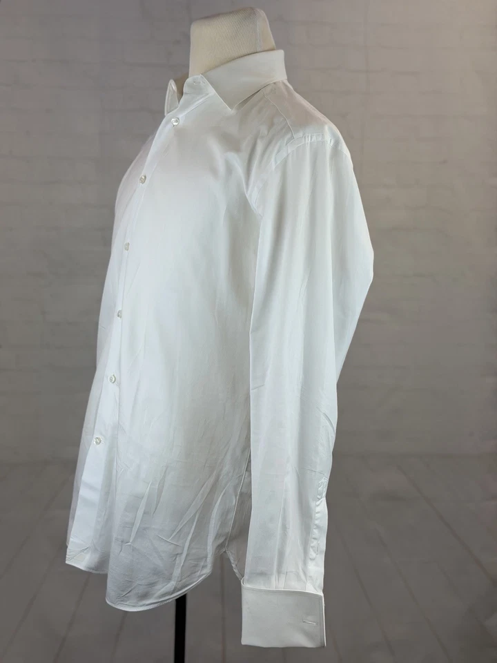 Ermenegildo Zegna Men's White Cotton French Cuff Formal Dress Shirt 16 36/37 41 - Image 2 of 4