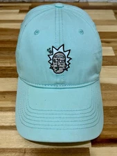 Rick and Morty Rick Face Embroidered Dad Hat Adjustable Strapback Aqua