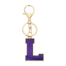 Initial Letter Keychain, Alphabet Letter A-Z Keyring, Purple L 
