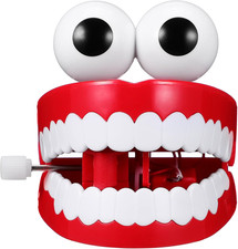 Chattering Teeth Wind up Toy: Walking Teeth Toy with LED Eyes Funny Fake Teeth C
