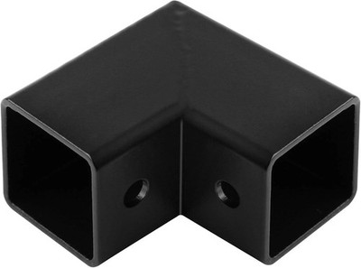 8 Pack 1'' Black Square Tube Connector, 2 Way L Shaped Fitting, 1'', 