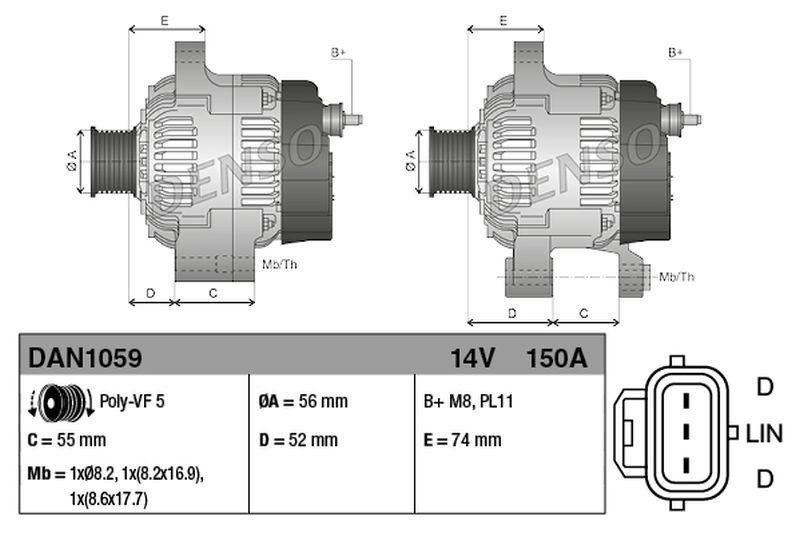 Alternator fits VOLVO V50 545 2.4 04 to 06 Denso 30659346 30659369 30667103 New - Image 22