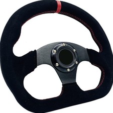 13325mm D-shaped Racing Steering Wheel Suede Leather Red Stripe Race Style ... 13325mm D-shaped Racing Steering Wheel Suede Leather Red Stripe Race Style ...