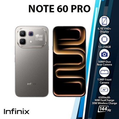 Infinix Note 60 Pro Android Cell Phone (Titanium/12GB+256GB/Dual SIM/Unlocked)